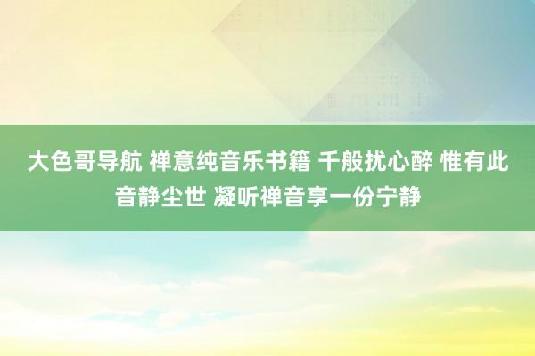 大色哥导航 禅意纯音乐书籍 千般扰心醉 惟有此音静尘世 凝听禅音享一份宁静