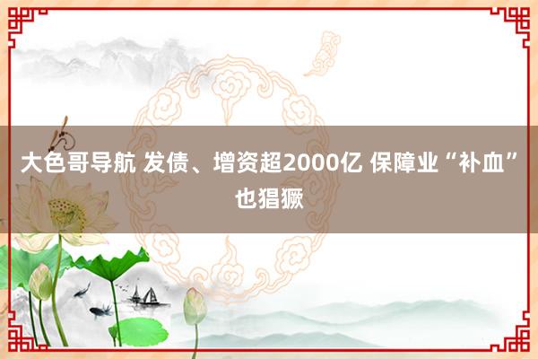 大色哥导航 发债、增资超2000亿 保障业“补血”也猖獗