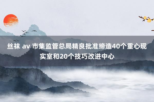 丝袜 av 市集监管总局精良批准缔造40个重心现实室和20个技巧改进中心