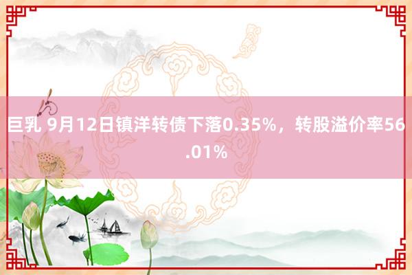 巨乳 9月12日镇洋转债下落0.35%，转股溢价率56.01%