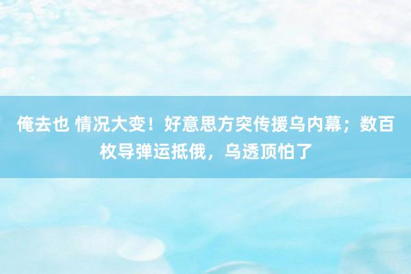 俺去也 情况大变！好意思方突传援乌内幕；数百枚导弹运抵俄，乌透顶怕了