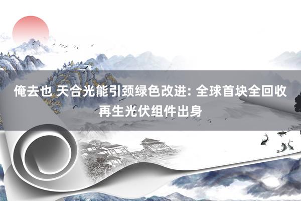 俺去也 天合光能引颈绿色改进: 全球首块全回收再生光伏组件出身