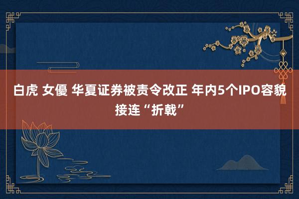 白虎 女優 华夏证券被责令改正 年内5个IPO容貌接连“折戟”