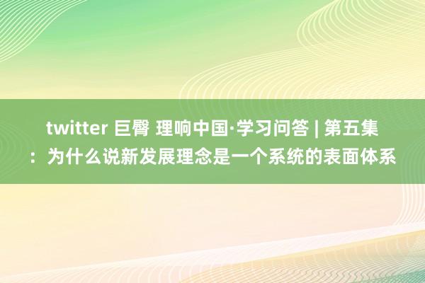 twitter 巨臀 理响中国·学习问答 | 第五集：为什么说新发展理念是一个系统的表面体系