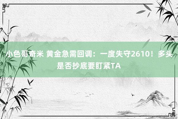 小色哥奇米 黄金急需回调：一度失守2610！多头是否抄底要盯紧TA