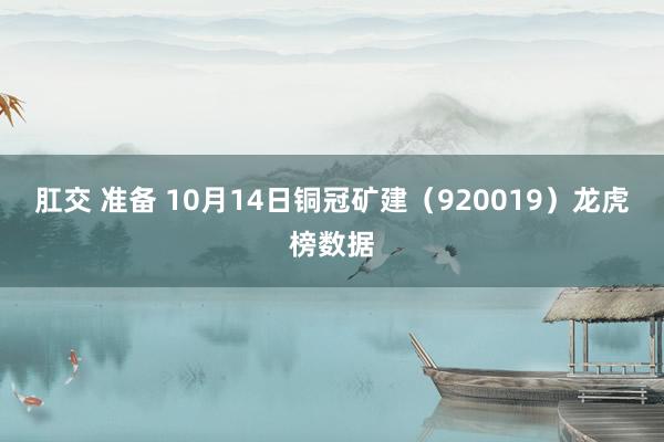 肛交 准备 10月14日铜冠矿建（920019）龙虎榜数据