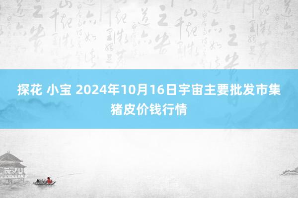 探花 小宝 2024年10月16日宇宙主要批发市集猪皮价钱行情