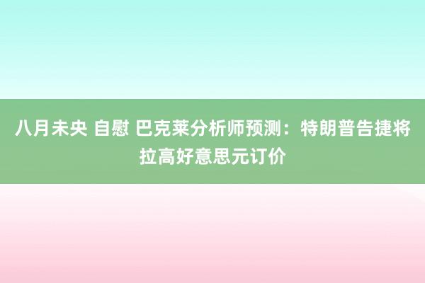 八月未央 自慰 巴克莱分析师预测：特朗普告捷将拉高好意思元订价