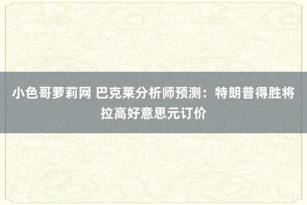 小色哥萝莉网 巴克莱分析师预测：特朗普得胜将拉高好意思元订价