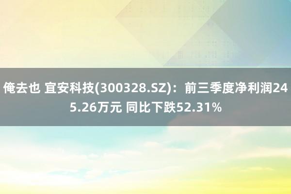 俺去也 宜安科技(300328.SZ)：前三季度净利润245.26万元 同比下跌52.31%