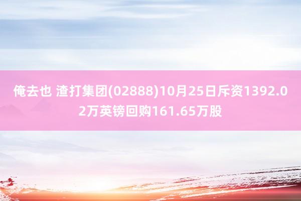 俺去也 渣打集团(02888)10月25日斥资1392.02万英镑回购161.65万股