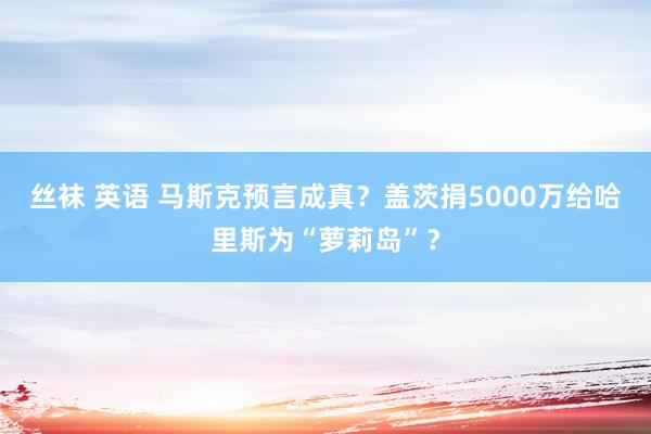 丝袜 英语 马斯克预言成真？盖茨捐5000万给哈里斯为“萝莉岛”？