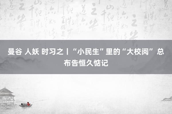 曼谷 人妖 时习之丨“小民生”里的“大校阅” 总布告恒久惦记