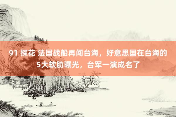 91 探花 法国战船再闯台海，好意思国在台海的5大软肋曝光，台军一演成名了