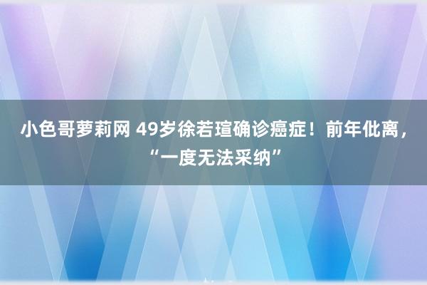 小色哥萝莉网 49岁徐若瑄确诊癌症！前年仳离，“一度无法采纳”