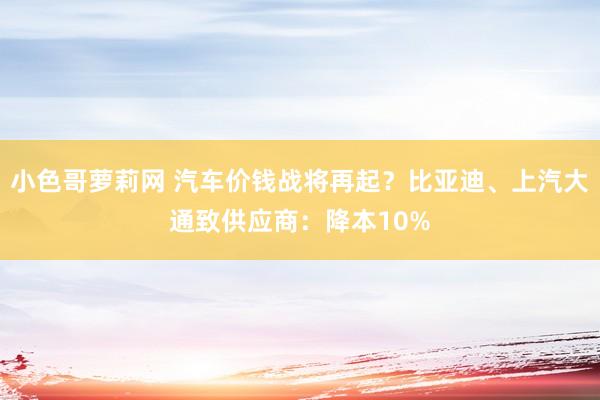 小色哥萝莉网 汽车价钱战将再起？比亚迪、上汽大通致供应商：降本10%