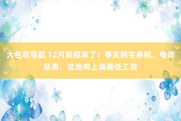 大色哥导航 12月新规来了！事关购宅券税、电诈惩责，这地将上调最低工资