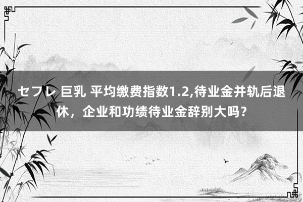 セフレ 巨乳 平均缴费指数1.2，待业金并轨后退休，企业和功绩待业金辞别大吗？