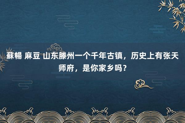 蘇暢 麻豆 山东滕州一个千年古镇，历史上有张天师府，是你家乡吗？