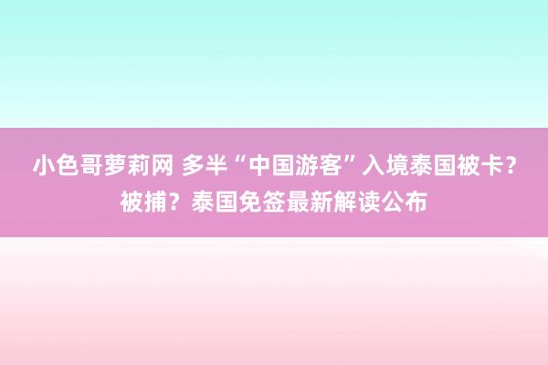 小色哥萝莉网 多半“中国游客”入境泰国被卡？被捕？泰国免签最新解读公布