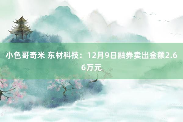 小色哥奇米 东材科技：12月9日融券卖出金额2.66万元