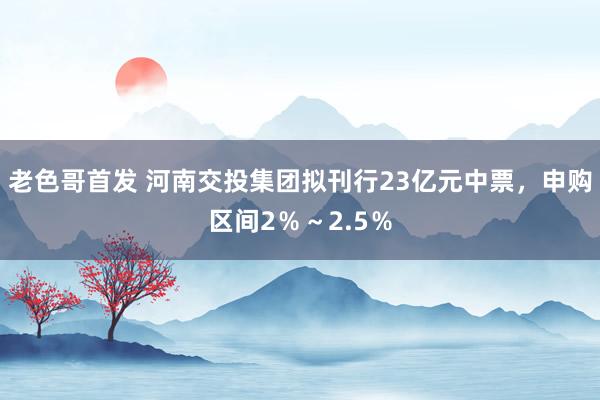 老色哥首发 河南交投集团拟刊行23亿元中票，申购区间2％～2.5％