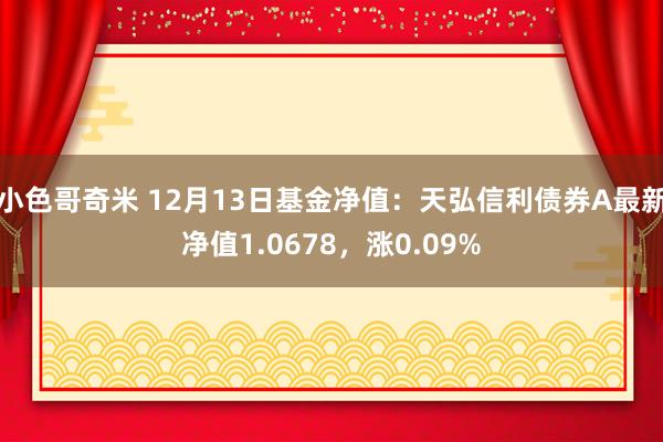 小色哥奇米 12月13日基金净值：天弘信利债券A最新净值1.0678，涨0.09%