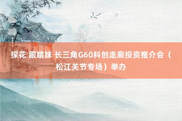 探花 眼睛妹 长三角G60科创走廊投资推介会（松江关节专场）举办