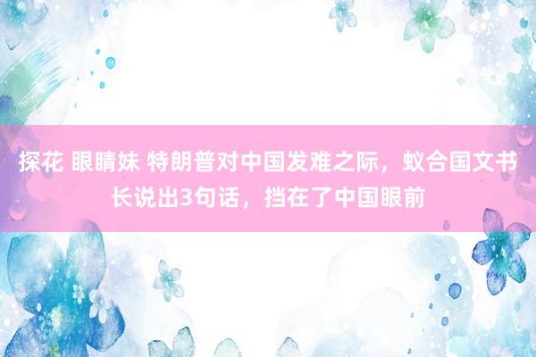 探花 眼睛妹 特朗普对中国发难之际，蚁合国文书长说出3句话，挡在了中国眼前